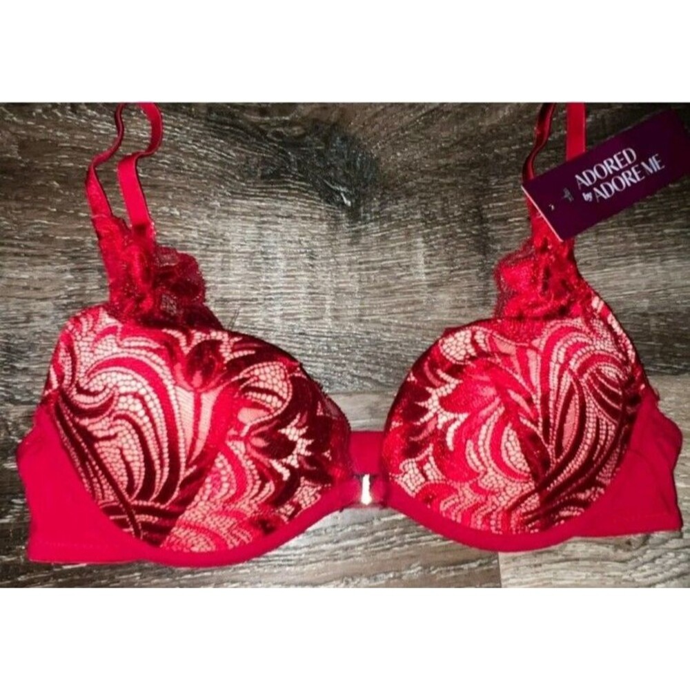 Adored By Adore Me ~ Women's Layla Push Up Underwire Bra Lace Red ~ 32D